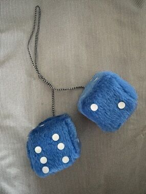 Blue Fuzzy Fuzzy Dice Car Accessory